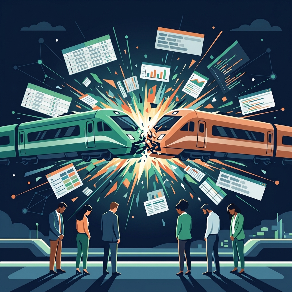 Two trains colliding - the wrong data changes applied
